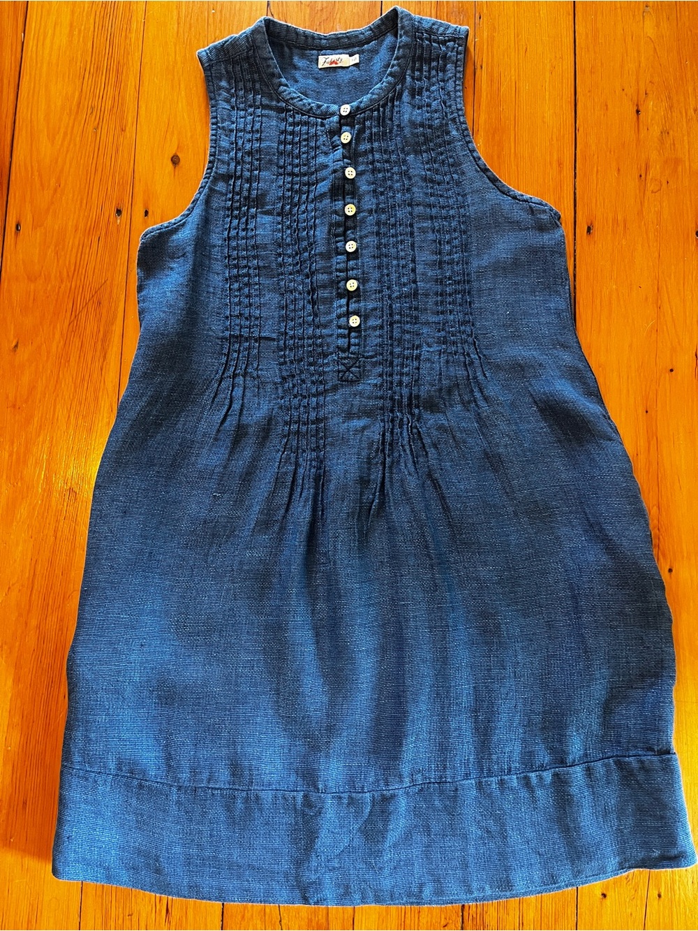 Faherty Isha dress, blue linen